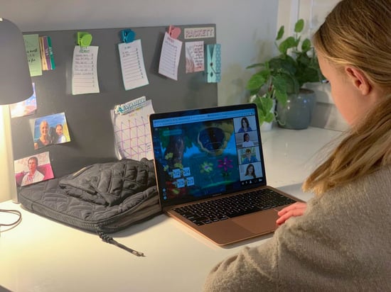 Blended Learning - At-home student logged into SMART Learning Suite Online. Joining the classroom lesson in real-time